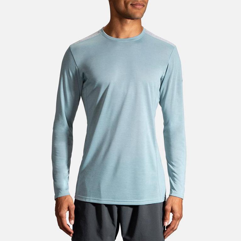Brooks Distance - Mens Long Sleeve Running Shirt - Blue (90718GJAR)